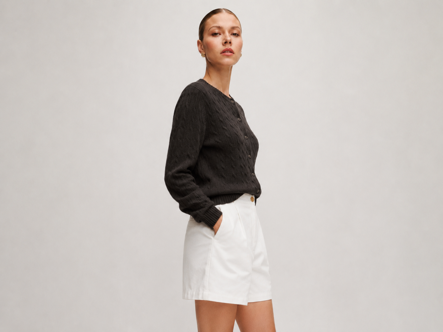 Shorts in White Linen Marina Blanche