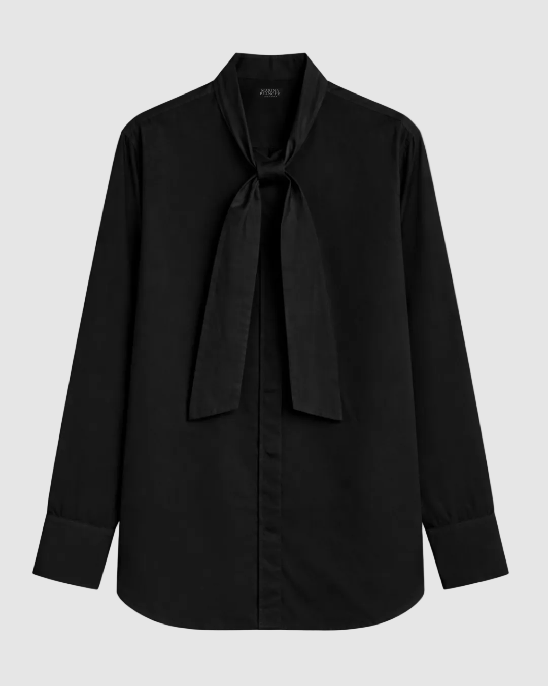 Italian Poplin Lavallière Shirt Marina Blanche