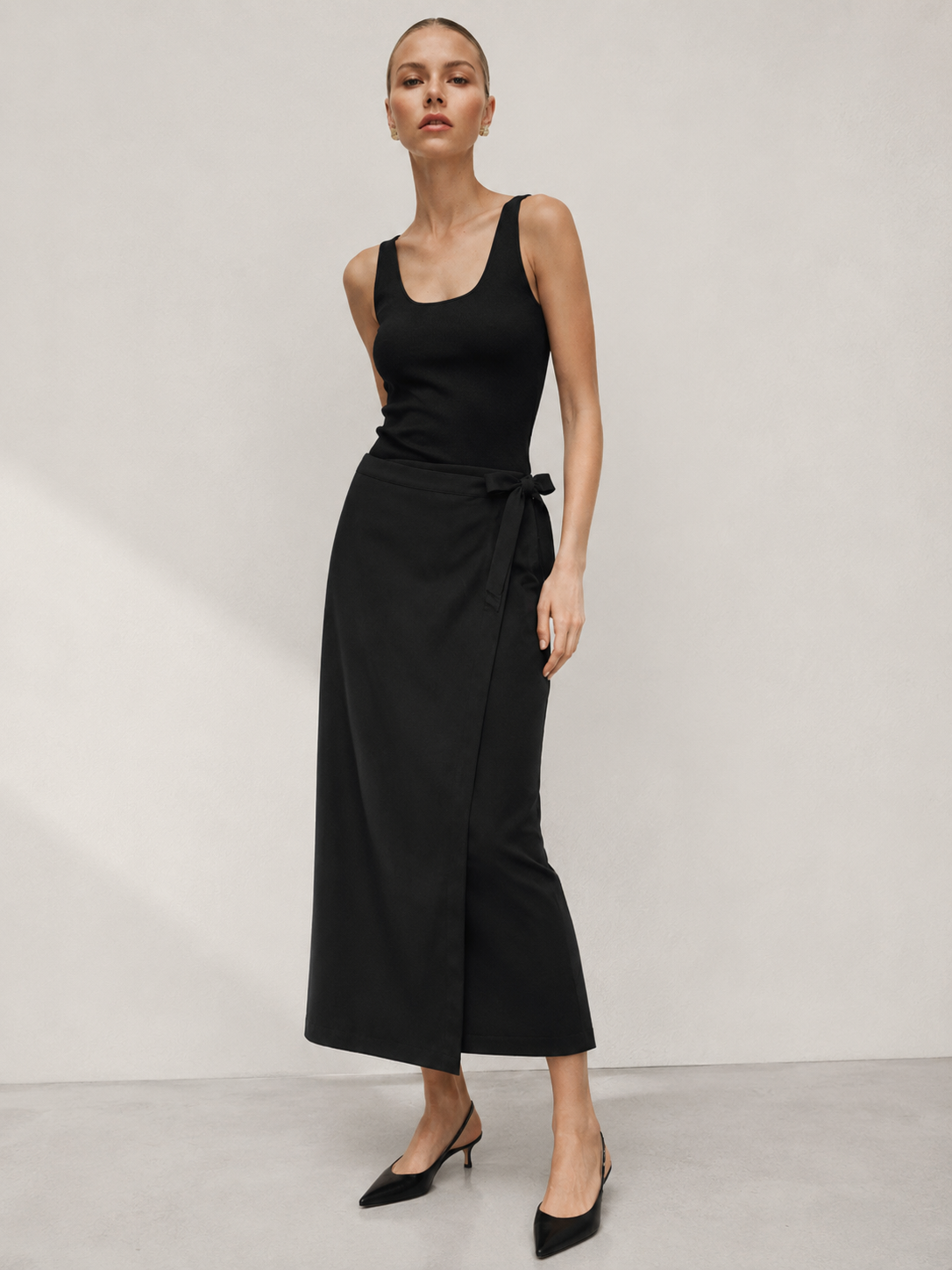 Wrap-front Wool Skirt Marina Blanche