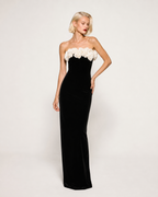Pearl Embellished Column Dress Marina Blanche