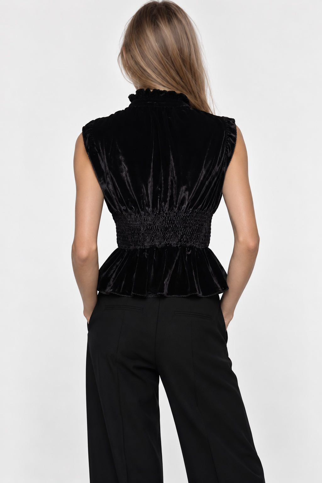 Velvet Peplum Top Marina Blanche