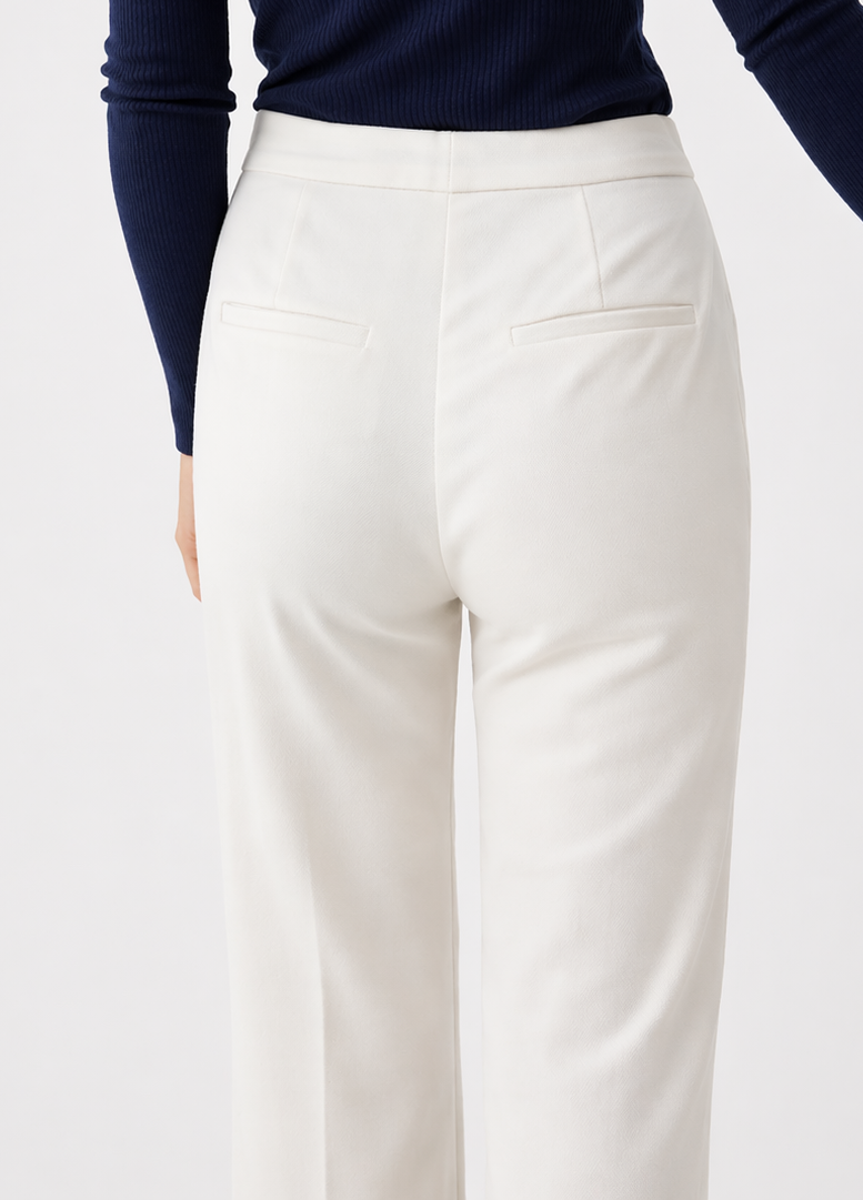 Italian Wool Wide-Leg Trousers Marina Blanche