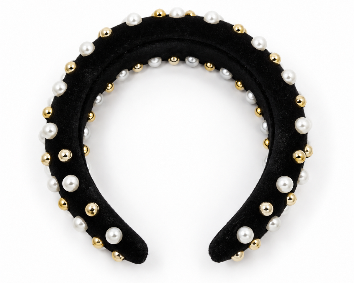 Pearl-Embellished Headband Marina Blanche