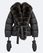 Aspen Down Jacket with Fox Fur Collar Marina Blanche