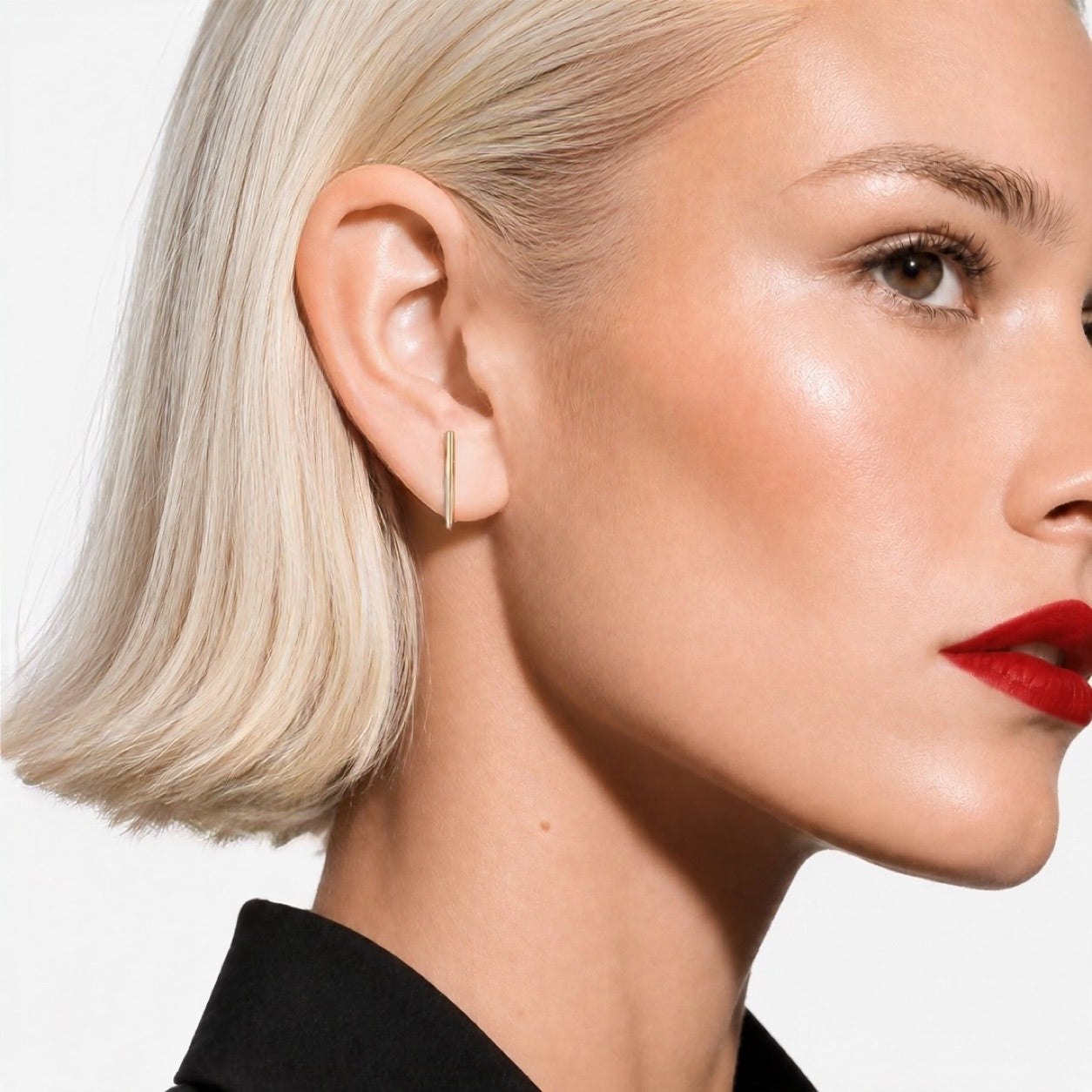 Line Mini Stud Earrings Marina Blanche