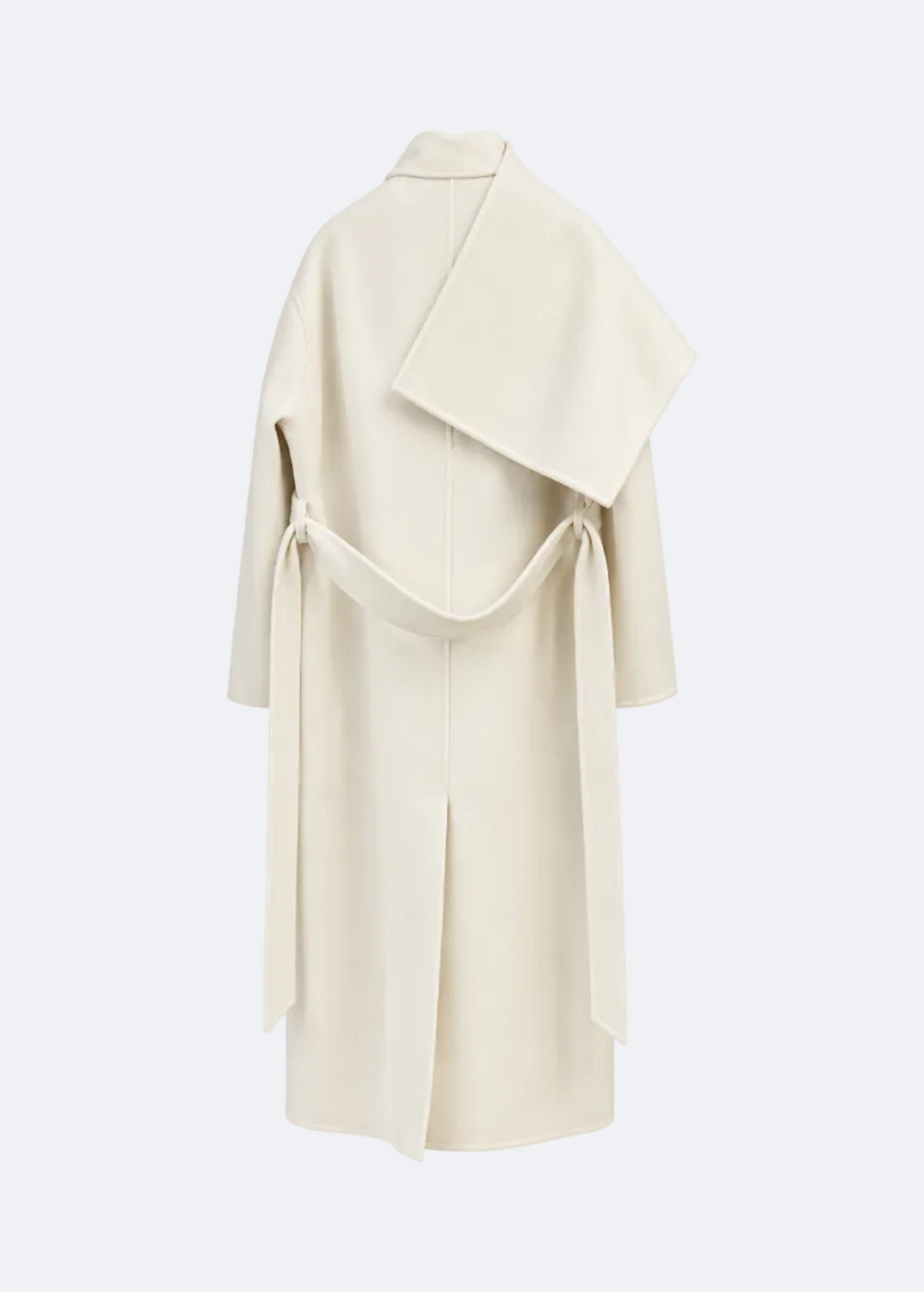Sculptural Wool Coat with Draped Collar Marina Blanche