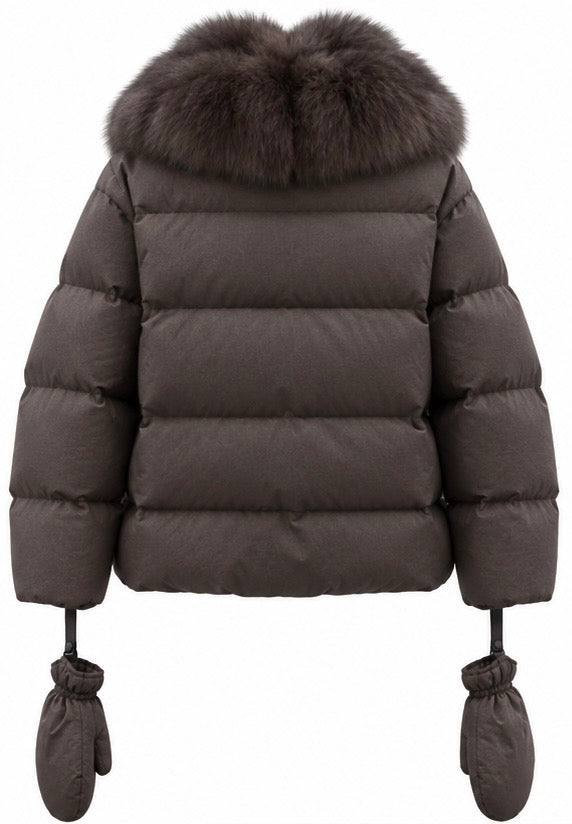 Aspen Down Jacket with Fox Fur Collar Marina Blanche