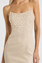 Pearl Embellished Column Dress Marina Blanche