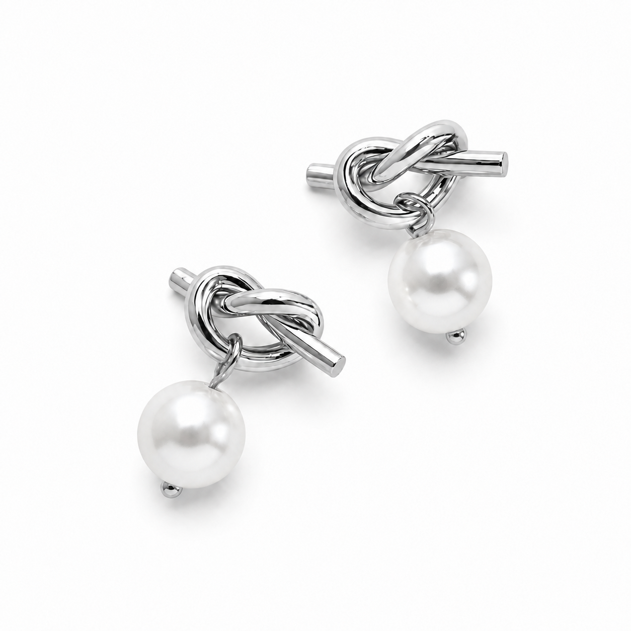 Knot Pearl Earrings Marina Blanche