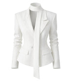 Scarf-Detail Tailored Blazer