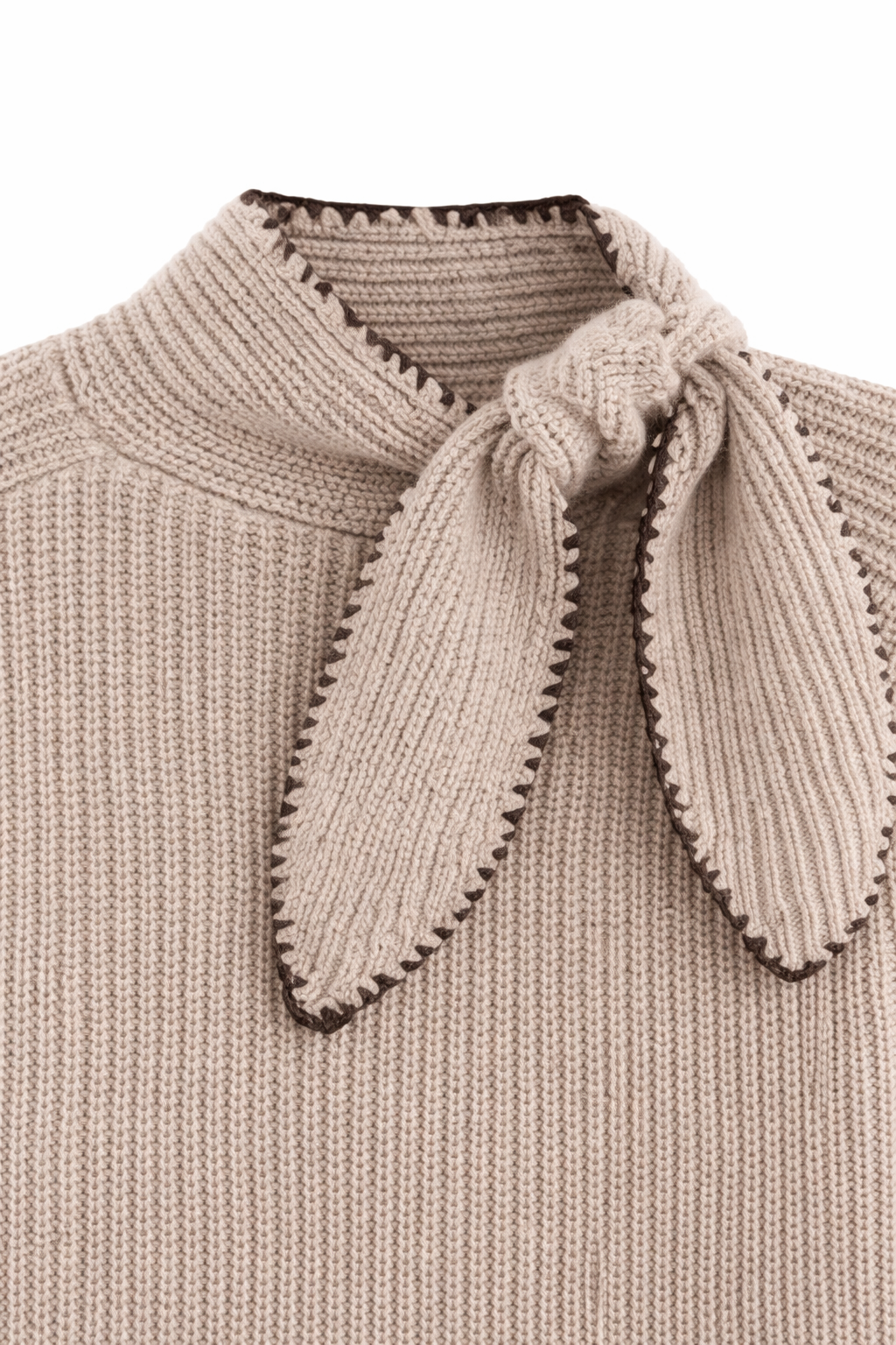Tie-Neck Knit Pullover Marina Blanche