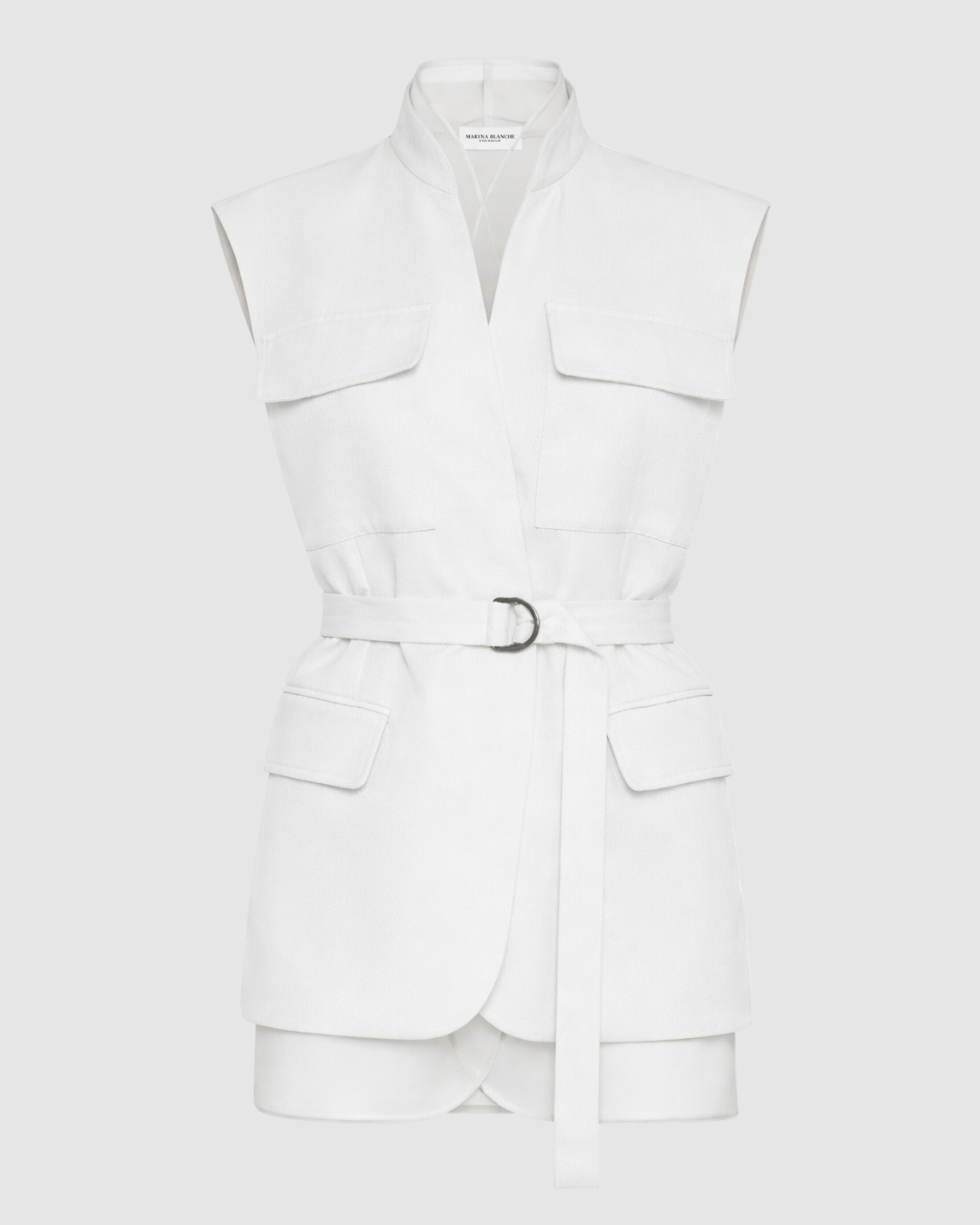 Linen-Wool Blend Vest with Silk Lining Marina Blanche