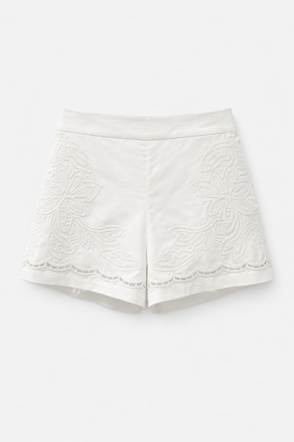 Embroidered Linen Short Édition Broderie Marina Blanche