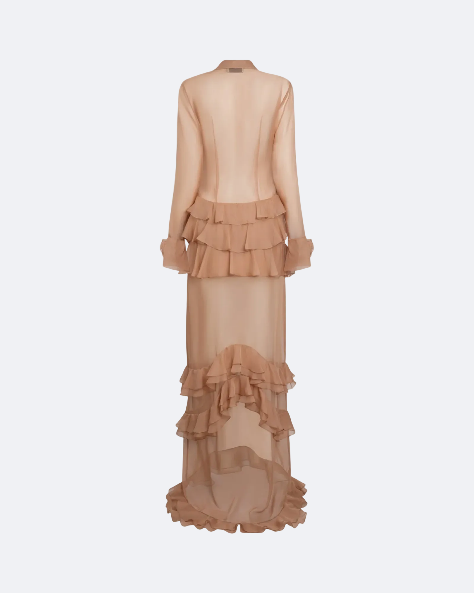 Floral Sheer Chiffon Maxi Dress Marina Blanche