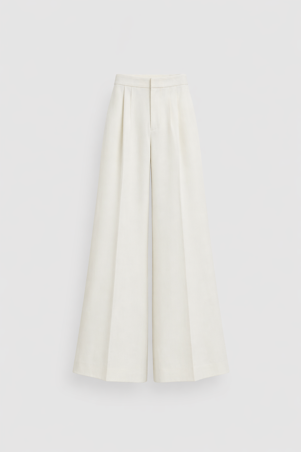 Italian Wool Wide-Leg Trousers Marina Blanche