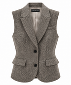 Herringbone Tailored Vest in Wool Marina Blanche