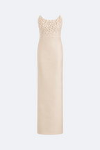 Pearl Embellished Column Dress Marina Blanche