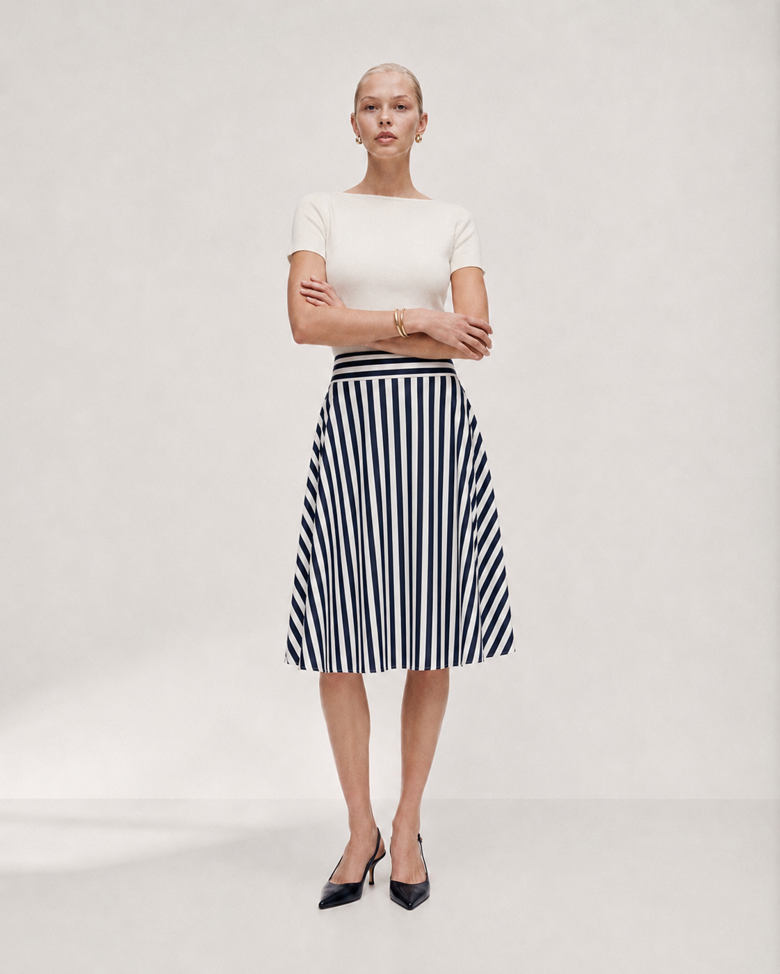 Marinière Midi Skirt Marina Blanche