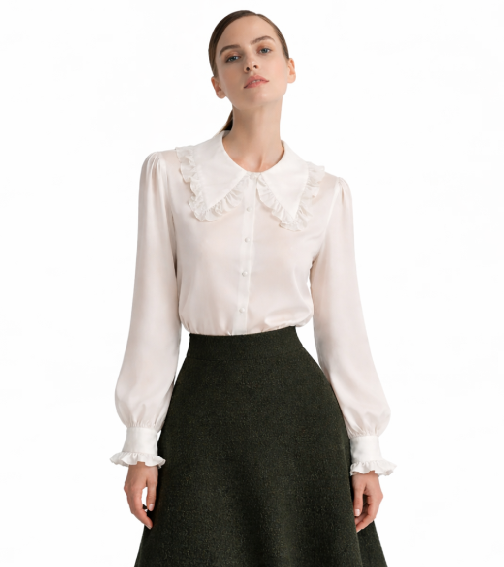Silk Shirt with Ruffle