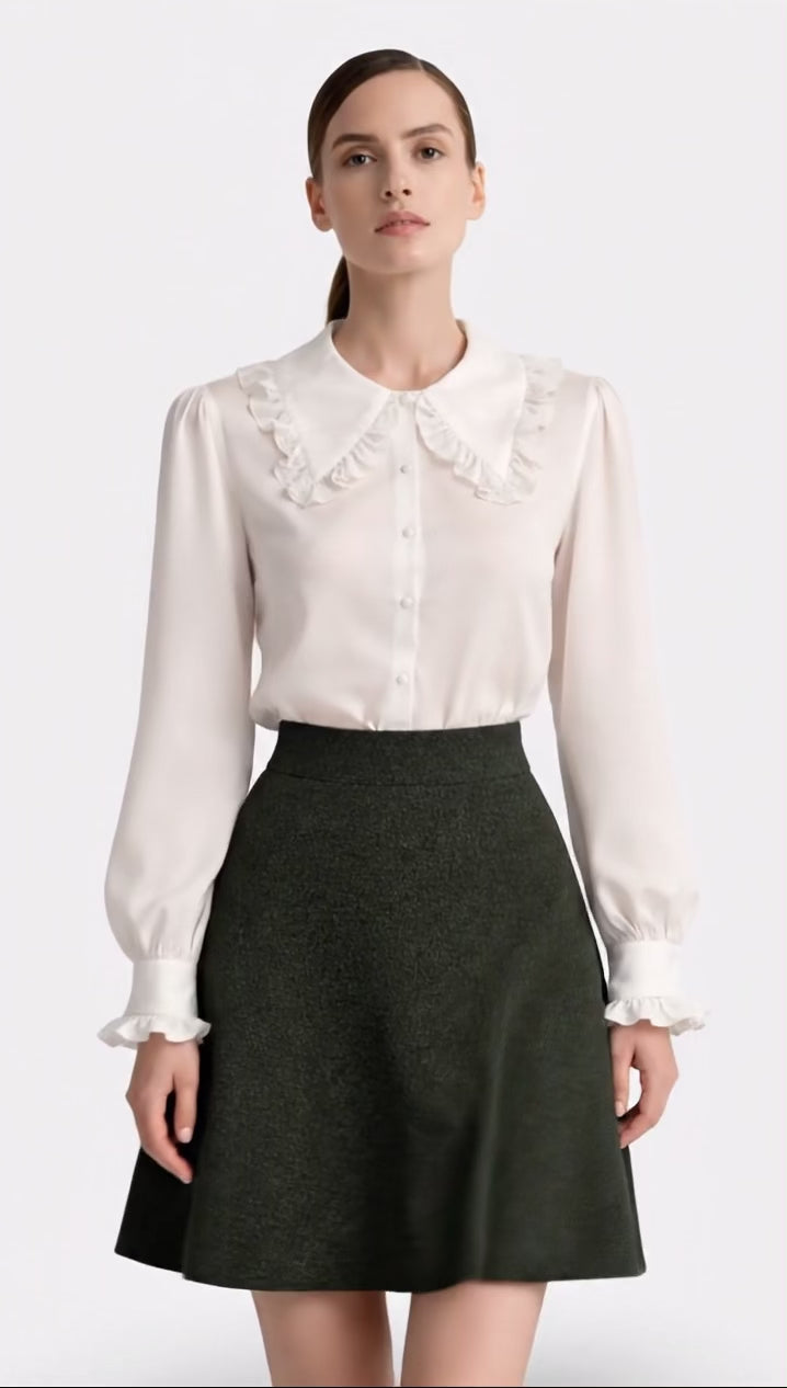 Silk Shirt with Ruffle